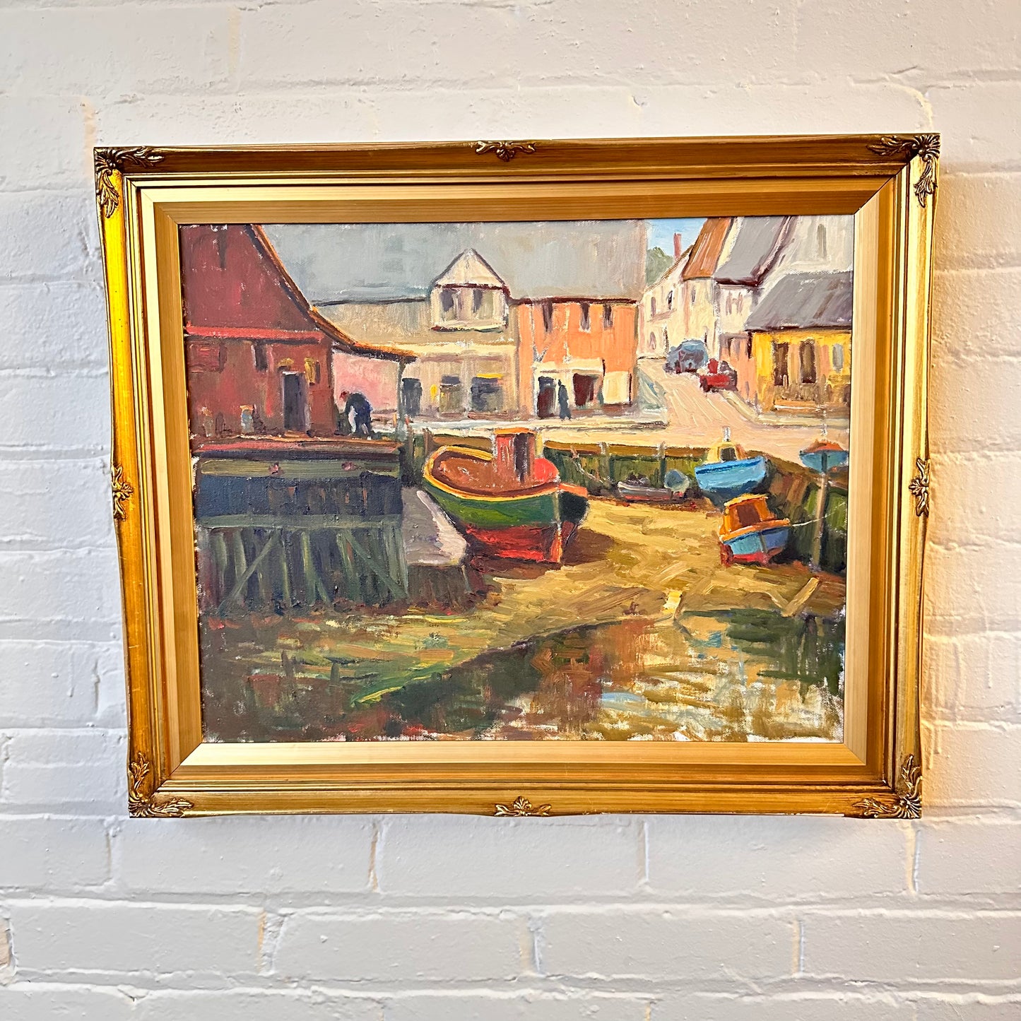 FRAMED PORT PAINTING BY RONALD SEAGER
