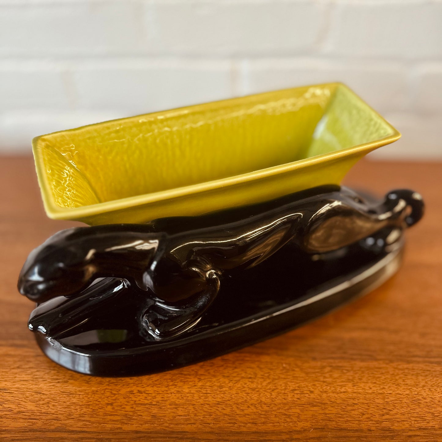 CERAMIC HAEGER PANTHER WITH PLANTER FEATURE