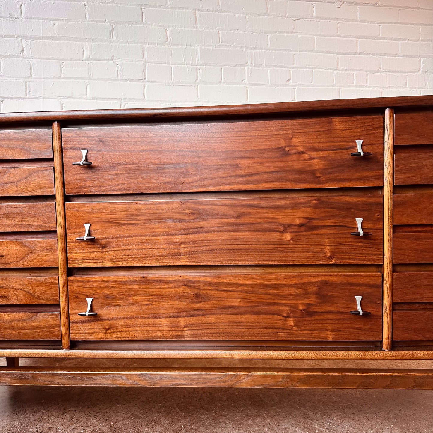 RESTORED MCM WALNUT DRESSER WITH MIRROR BY STANLEY