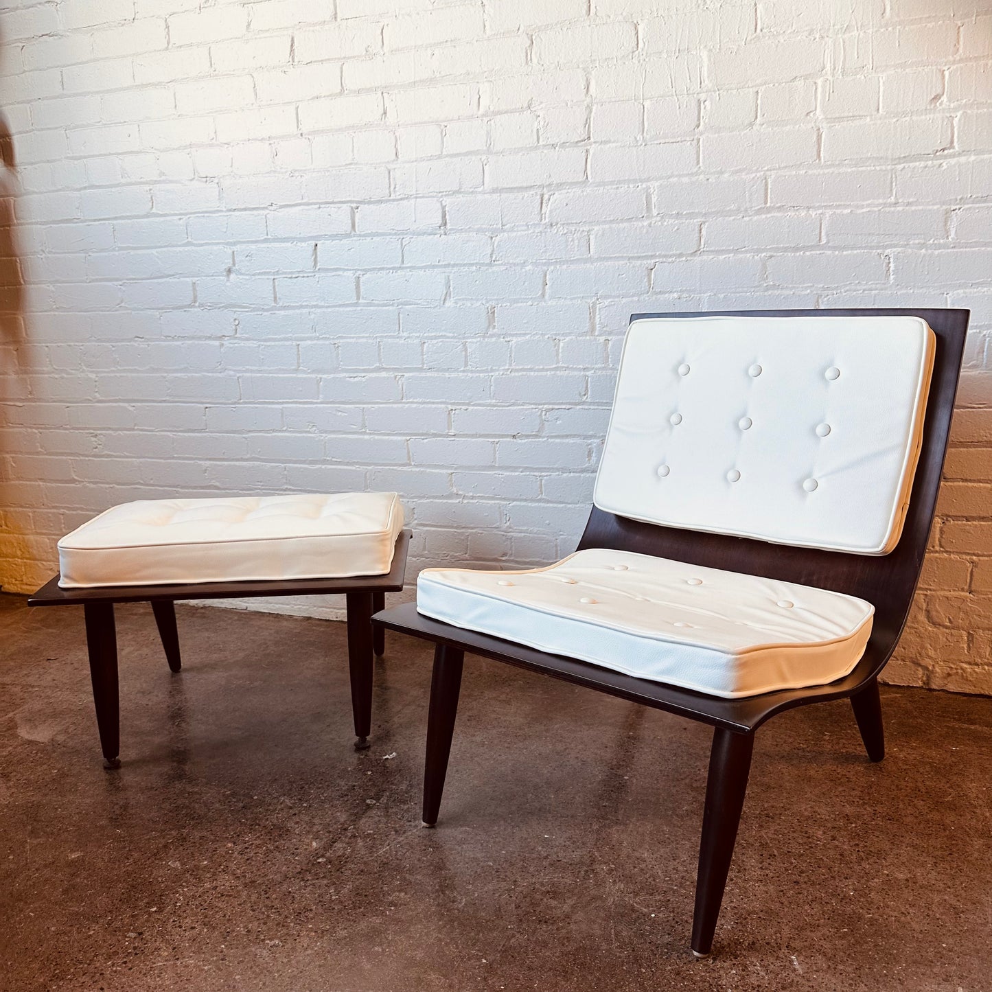 CARTER BROTHERS MID-CENTURY SCOOP CHAIR & OTTOMAN