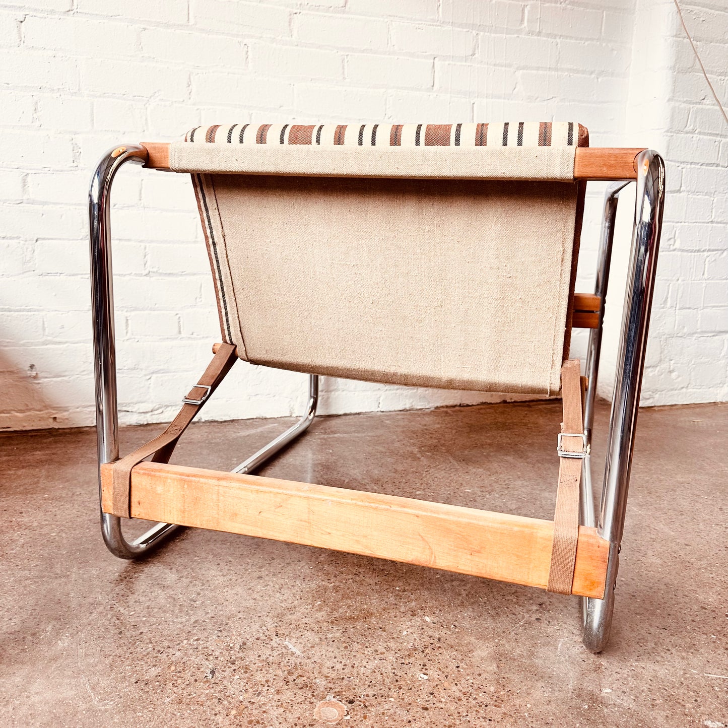 PAIR OF CHROME SLING CHAIRS BY MICHEL DALLAIRE FOR KAREMA