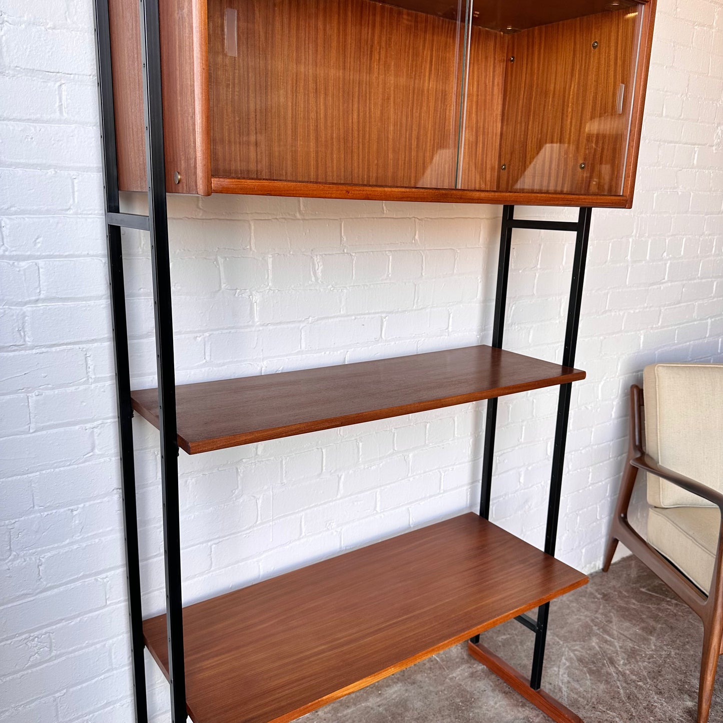 DANISH TEAK & IRON FREESTANDING WALL UNIT
