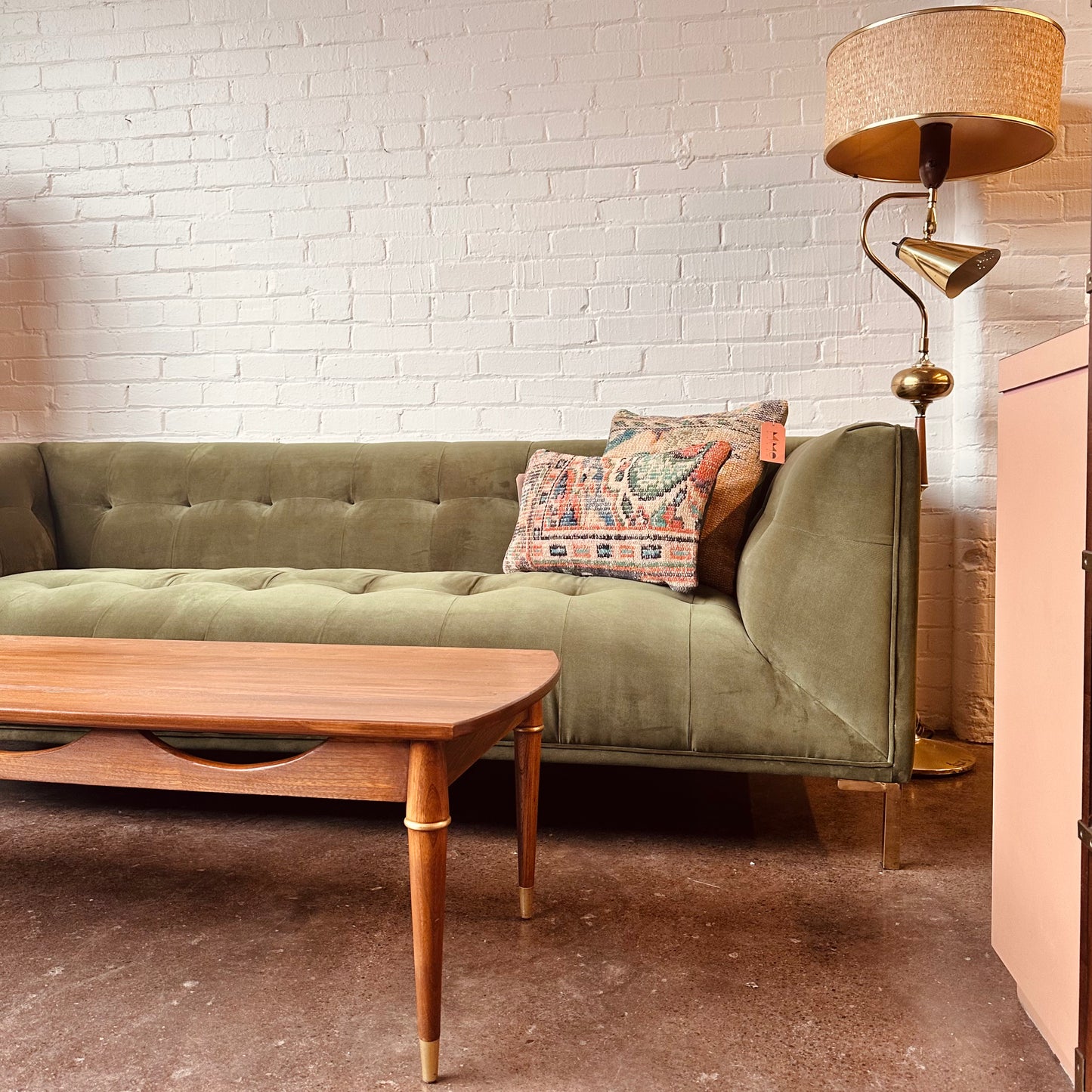 NEW MOSS GREEN VELVET CHESTERFIELD SOFA