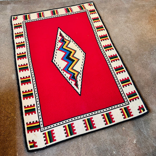 1960 HAND WOVEN MEXICAN SHAG AREA RUG