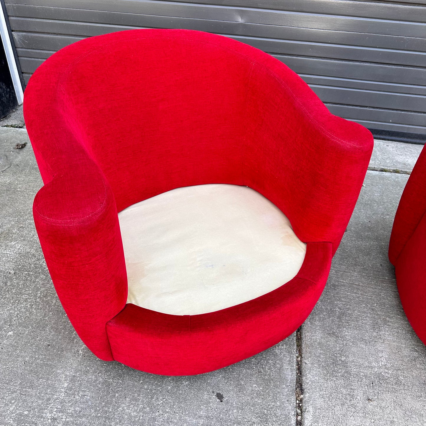 LIPSTICK RED SWIVEL CHAIRS FROM DIRECTIONAL - PAIR
