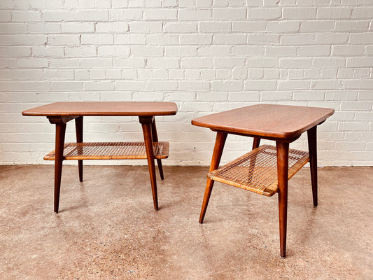 TEAK & CANE SIDE TABLES BY CASALA MODELL