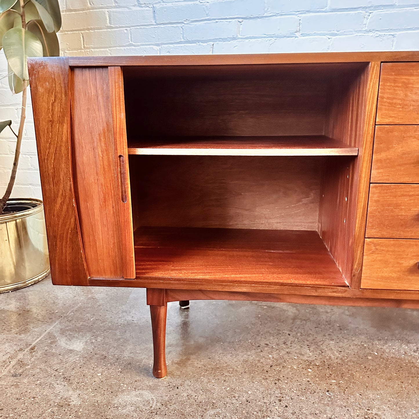 RS ASSOCIATES TEAK TAMBOUR DOOR SIDEBOARD CREDENZA