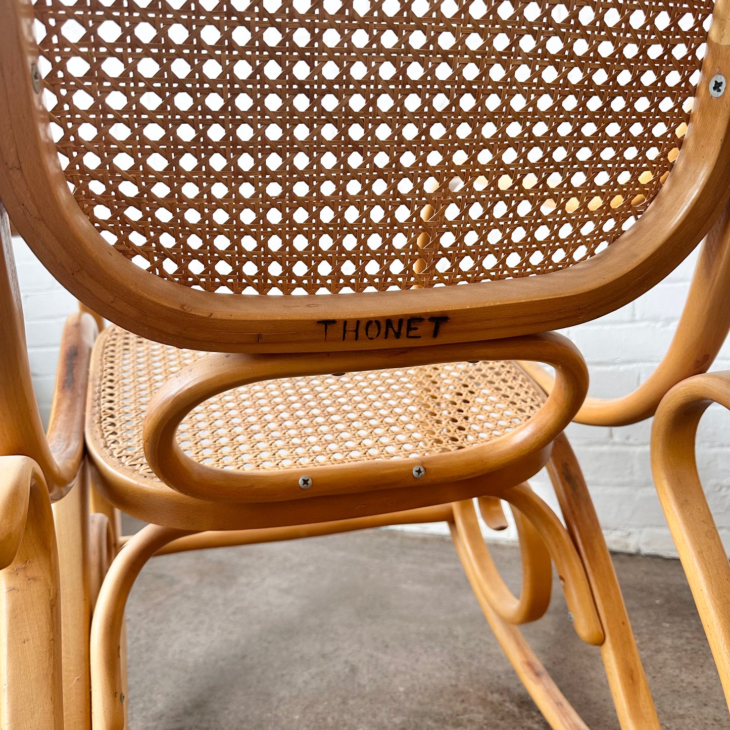 VINTAGE THONET BENTWOOD & CANED ROCKING CHAIR