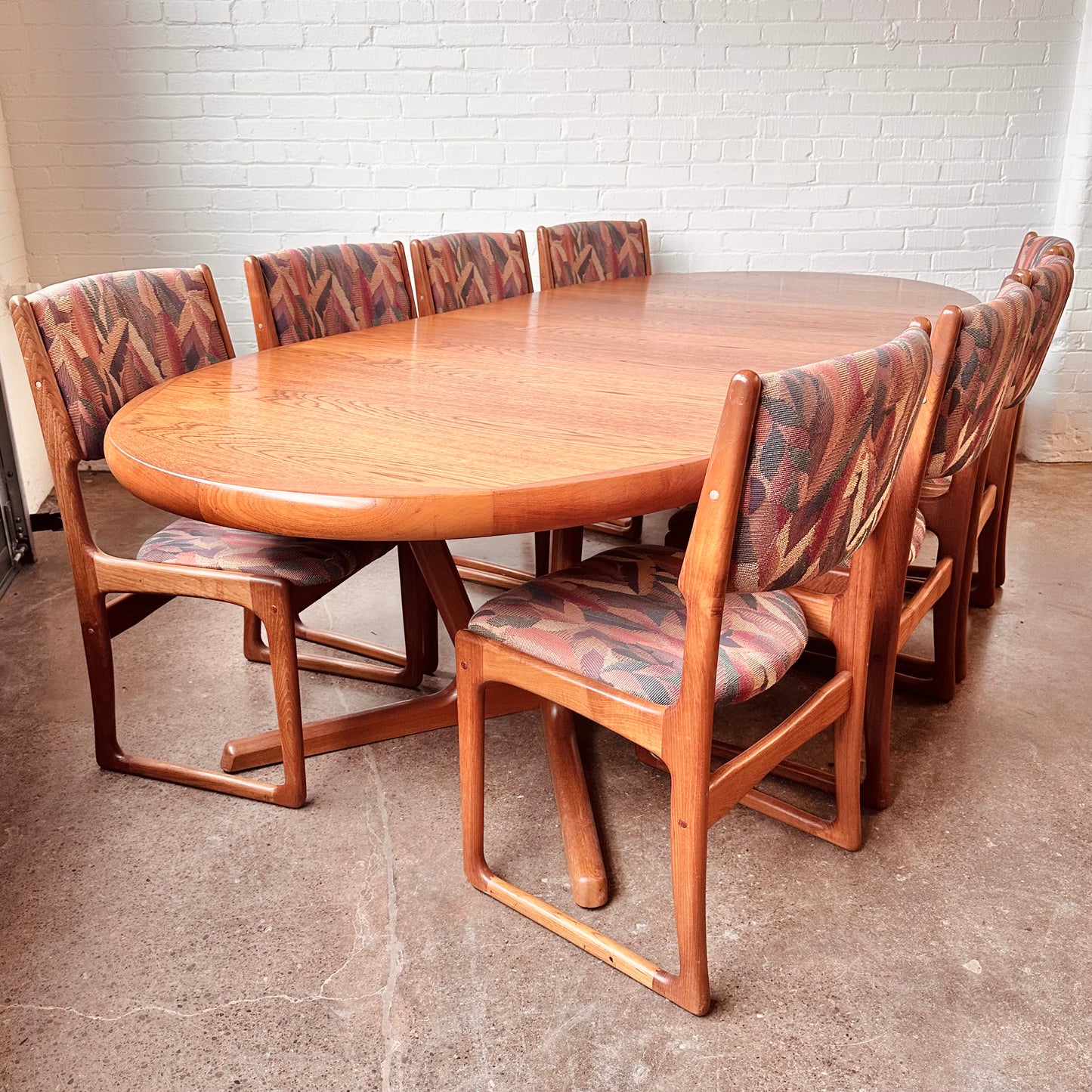RESTORED OVAL DANISH MODERN DINING TABLE