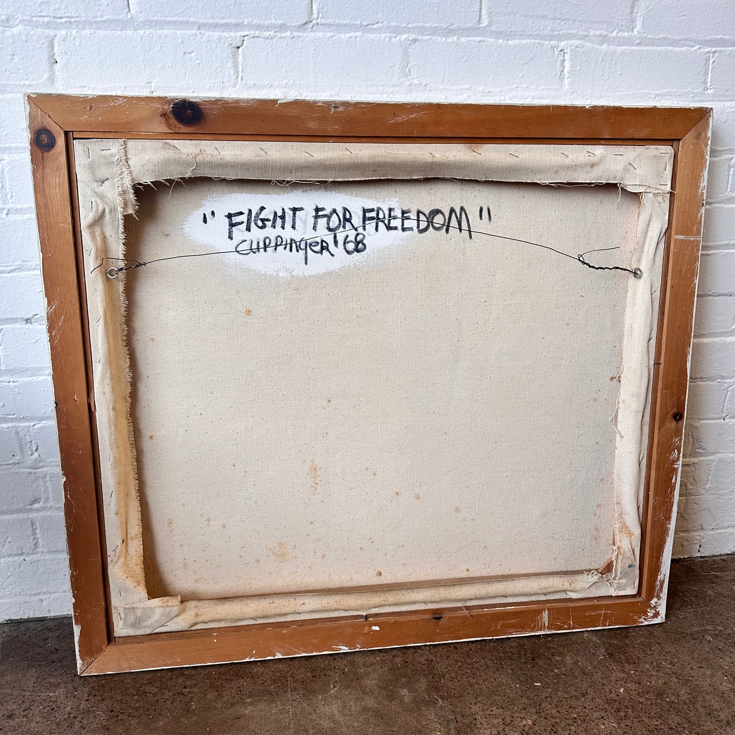 OIL ON CANVAS: "FIGHT FOR FREEDOM" BY CUPPINGER, 1968