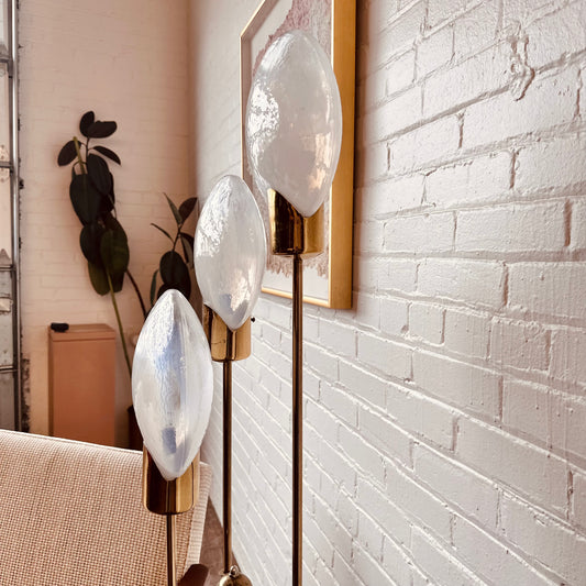 THREE DISC BRASS FLOOR LAMP, ITALIAN MODERN, MAZZEGA STYLE