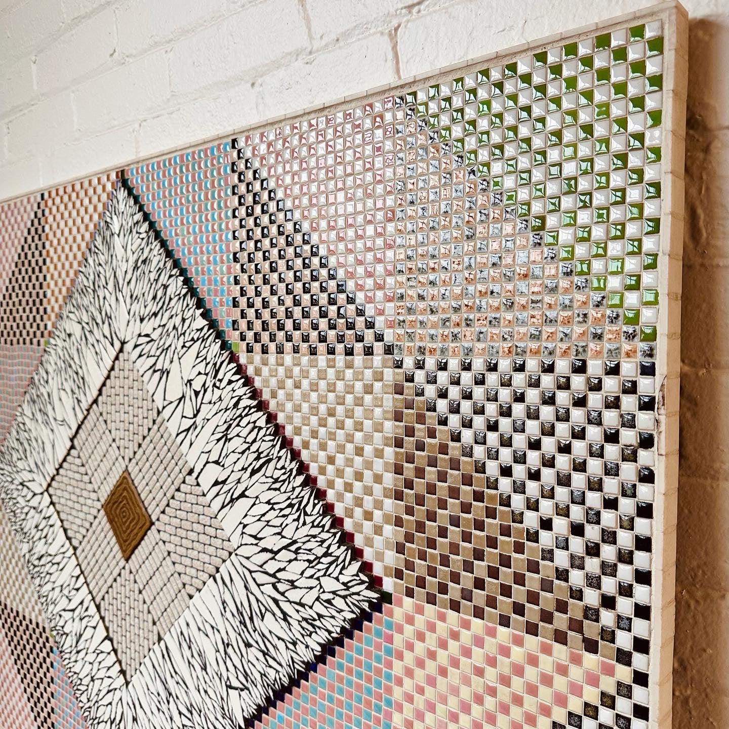 HANDCRAFTED GEOMETRIC MOSAIC TILED ART PANEL