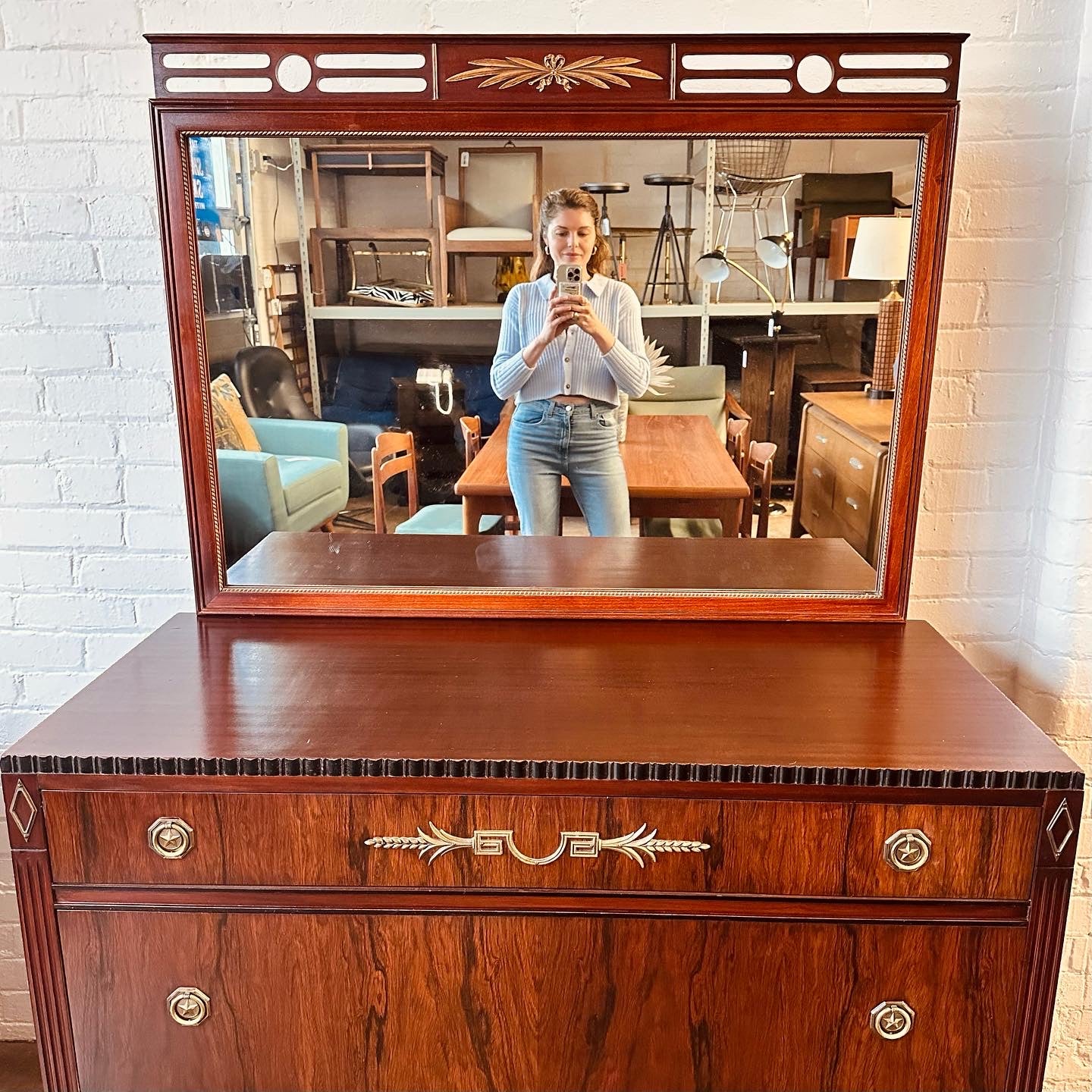 NEOCLASSICAL ROSEWOOD CHEST & HALL MIRROR