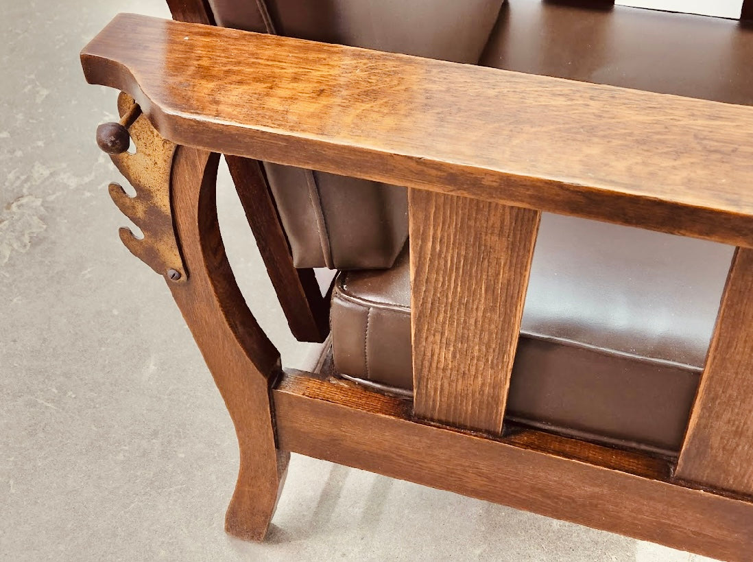 ARTS AND CRAFTS OAK MORRIS RECLINING ACCENT CHAIR