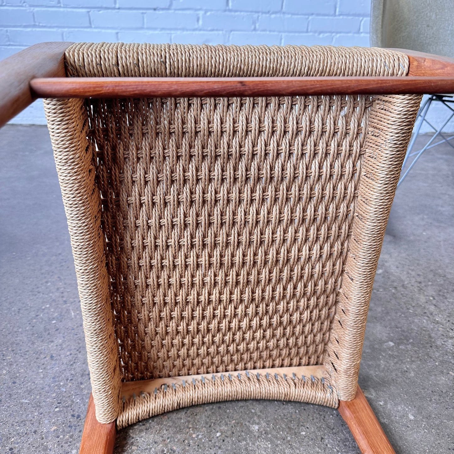 1950S TEAK & CORD ROPE STOOL BY NIELS O MØLLER