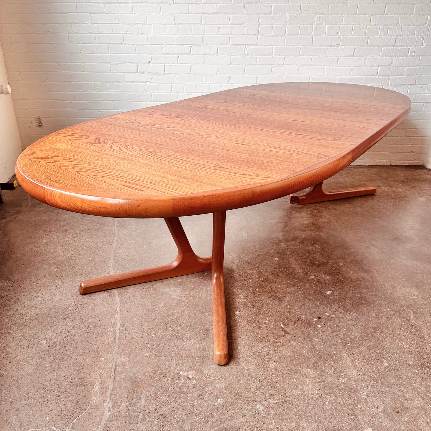 RESTORED OVAL DANISH MODERN DINING TABLE