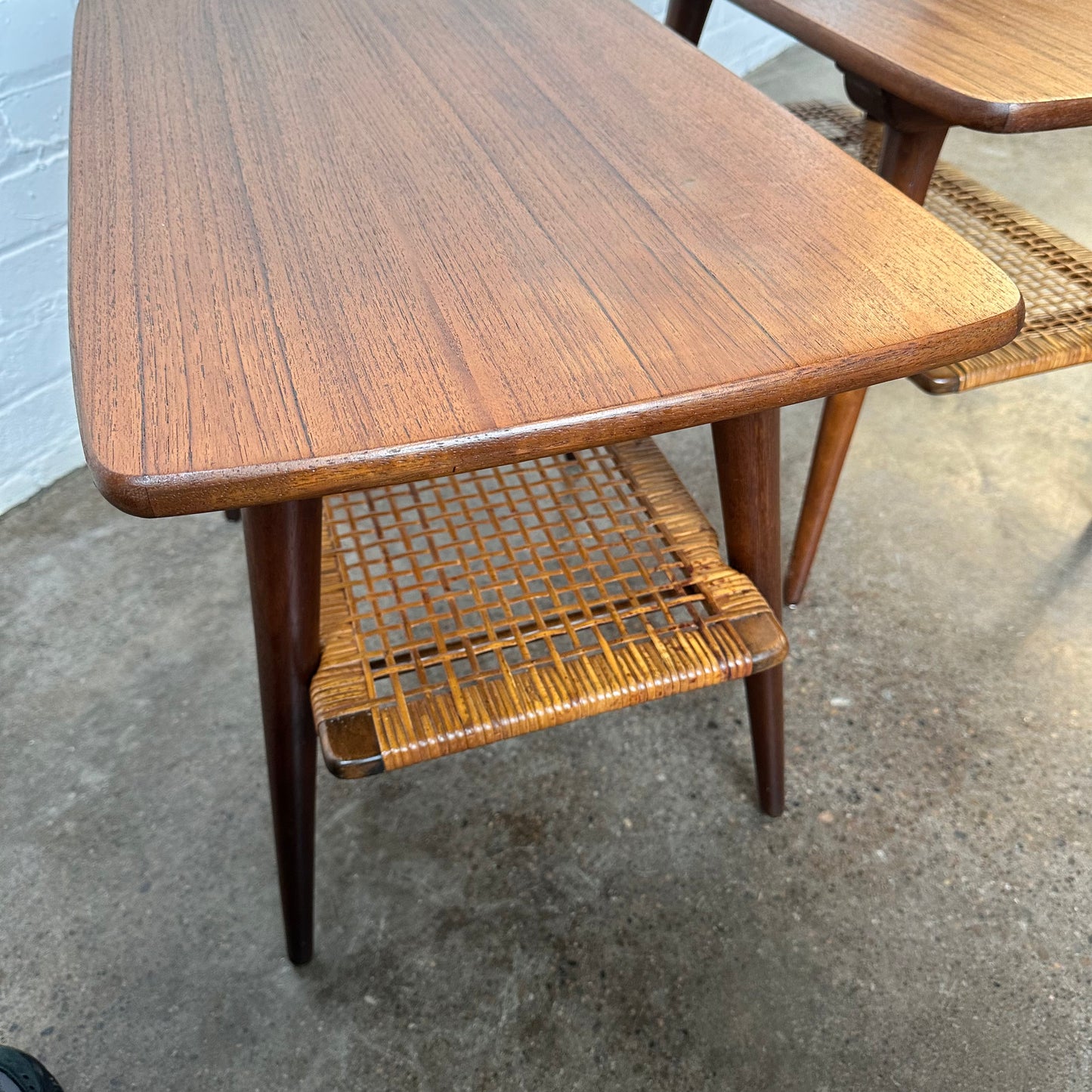 TEAK & CANE SIDE TABLES CASALA MODELL