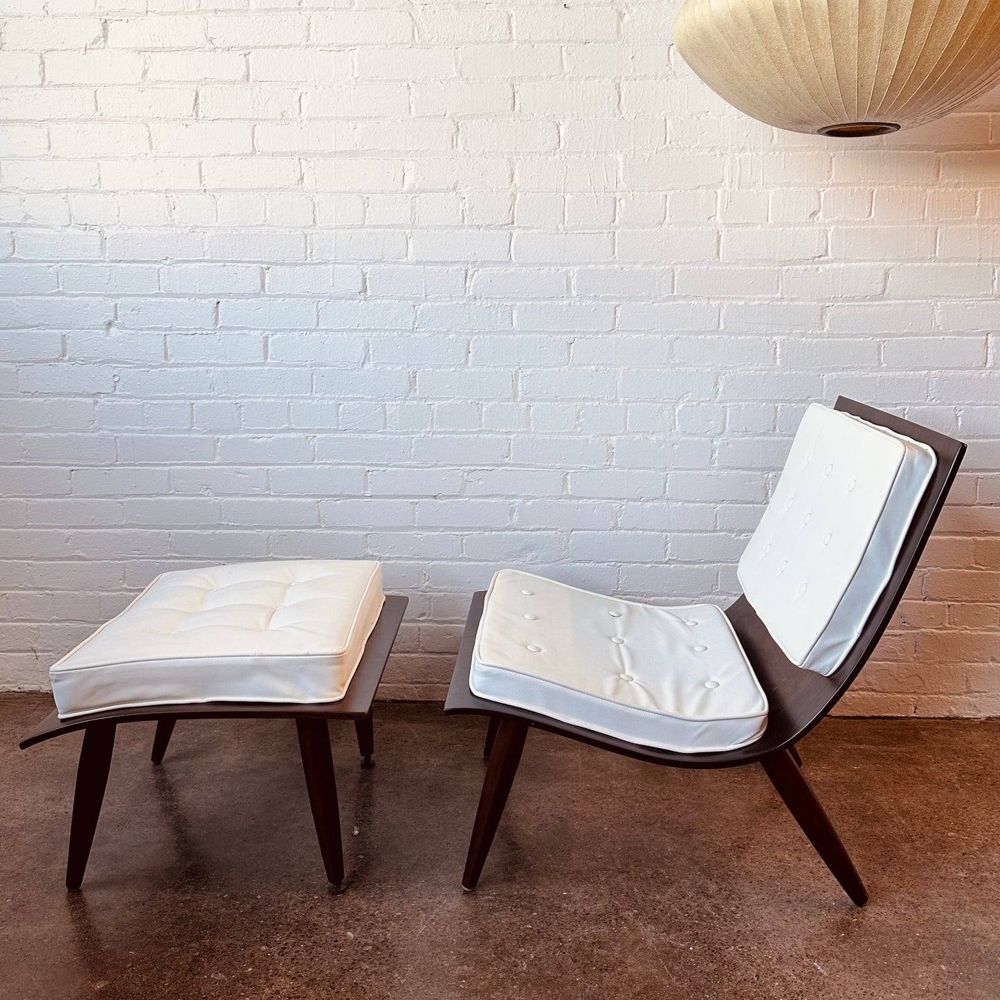 CARTER BROTHERS MID-CENTURY SCOOP CHAIR & OTTOMAN