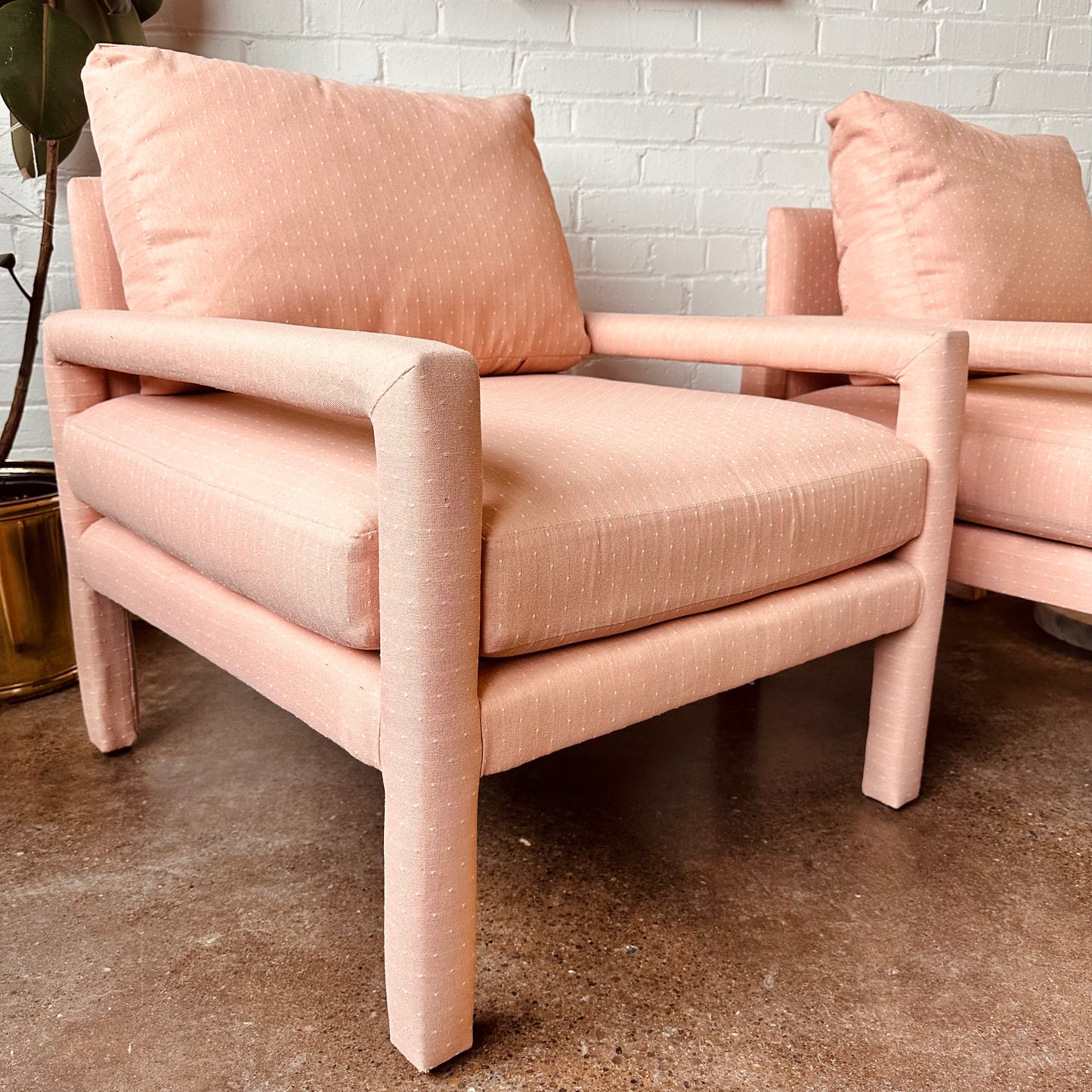 PINK UPHOLSTERED LANE PARSONS CHAIRS - A PAIR
