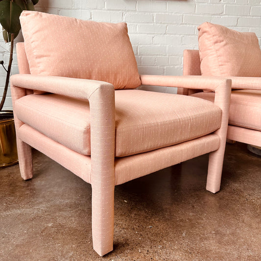 PINK UPHOLSTERED LANE PARSONS CHAIRS - PAIR