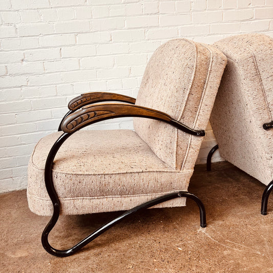 ART DECO HALABALA STYLE ARM CHAIRS - PAIR
