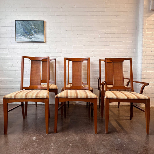 SET OF 6 MCM CANED WALNUT DINING CHAIRS