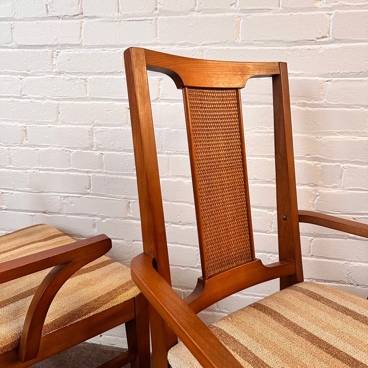 SET OF 6 MCM CANED WALNUT DINING CHAIRS