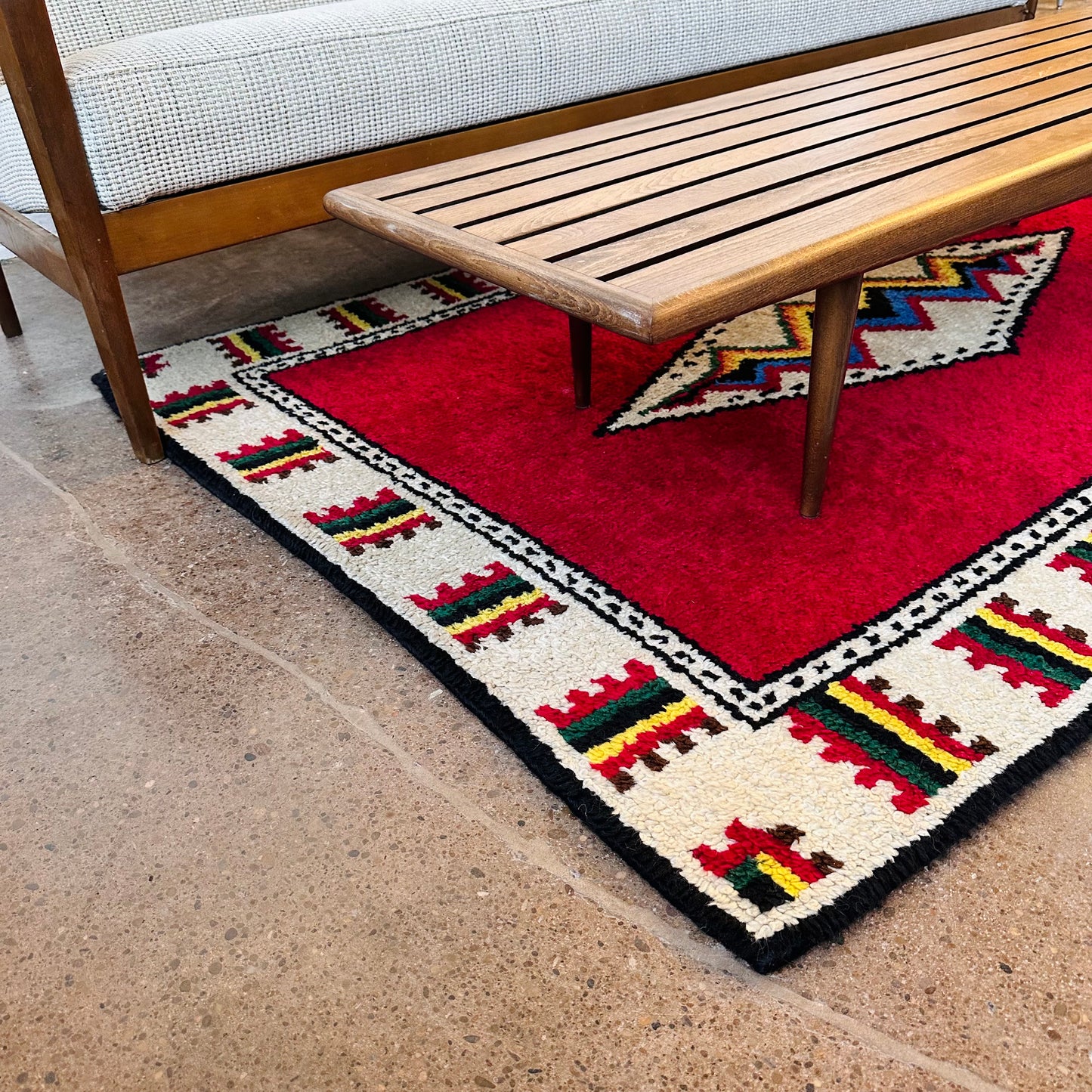 1960 HAND WOVEN MEXICAN SHAG AREA RUG