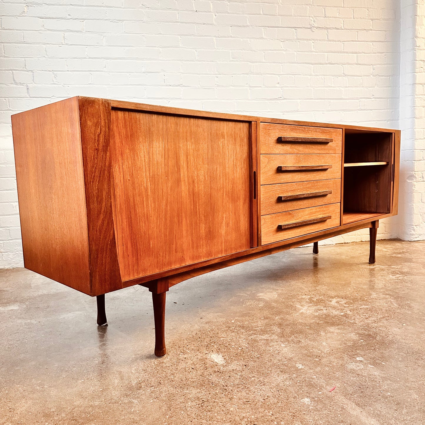 RS ASSOCIATES TEAK TAMBOUR DOOR SIDEBOARD CREDENZA