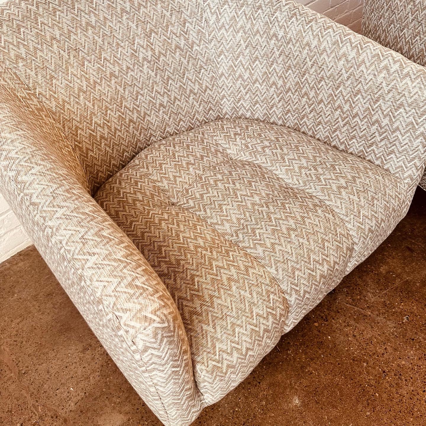 ROWE CHEVRON UPHOLSTERED SWIVEL CHAIRS - PAIR