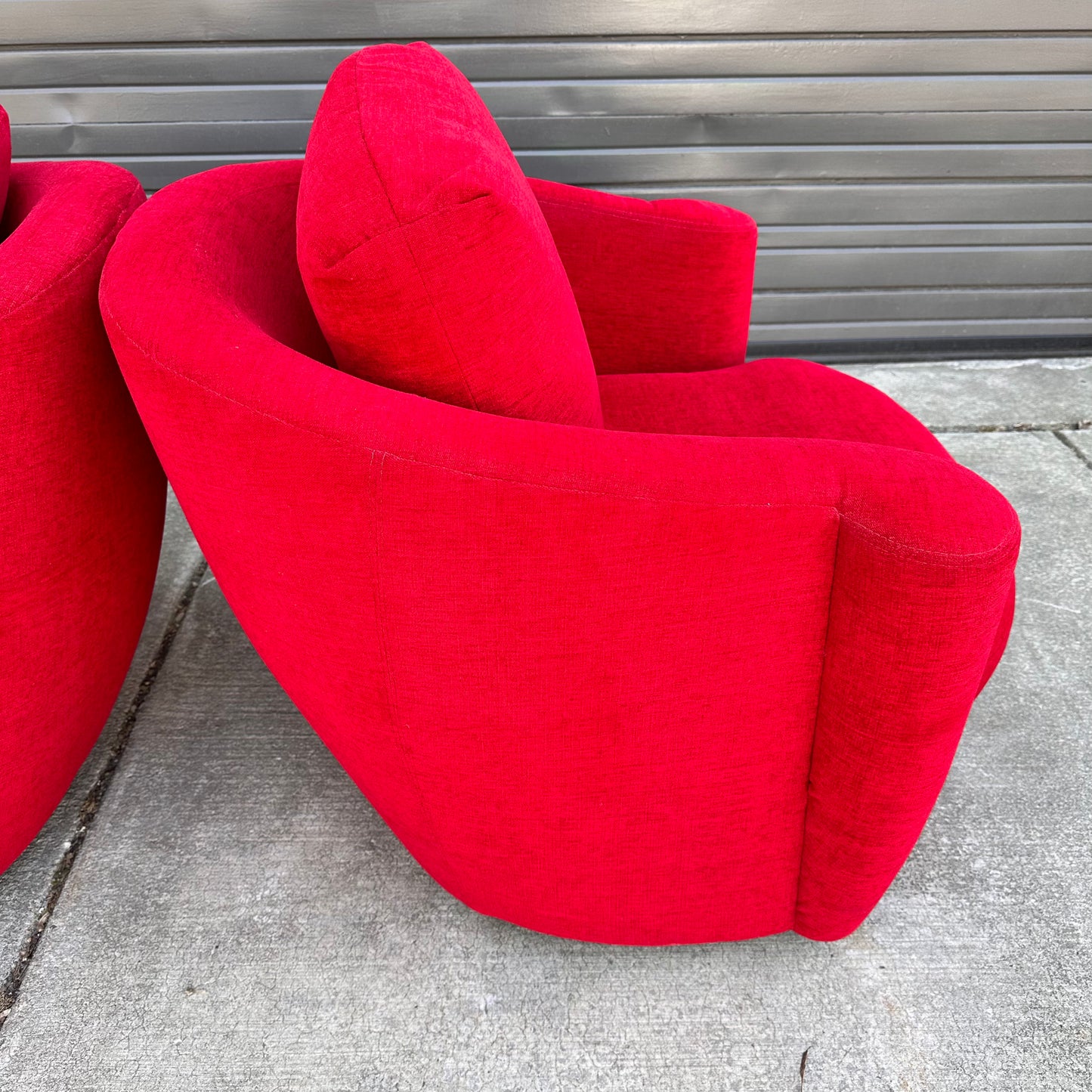 LIPSTICK RED SWIVEL CHAIRS FROM DIRECTIONAL - PAIR