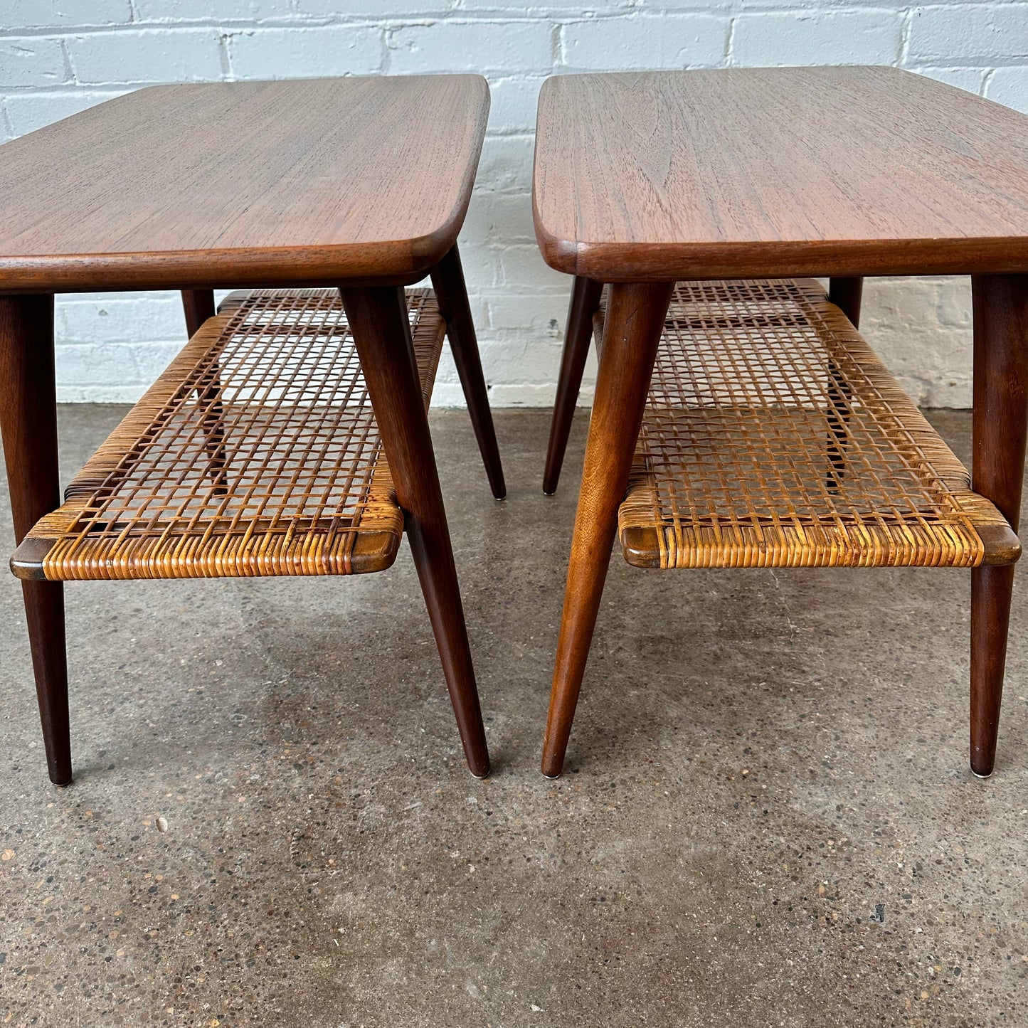 TEAK & CANE SIDE TABLES CASALA MODELL