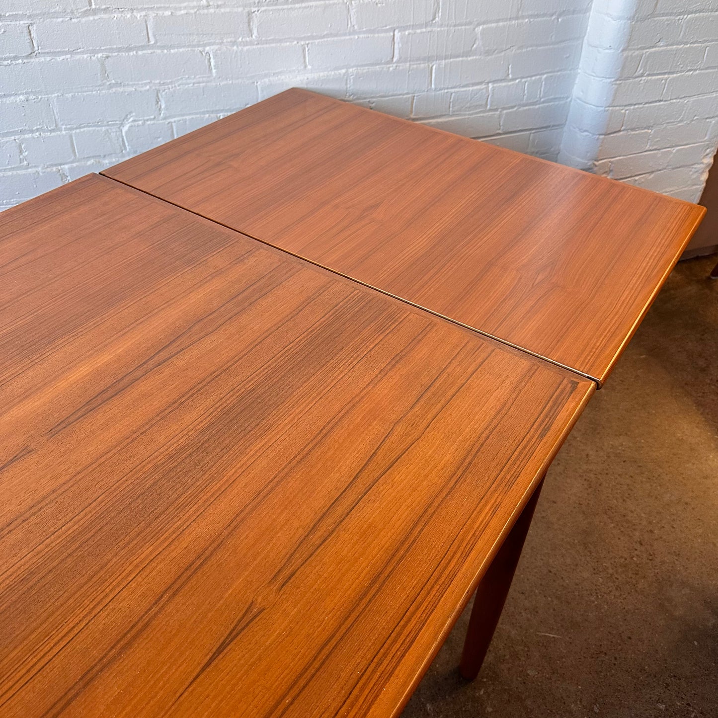 RESTORED DANISH TEAK DINING TABLE WITH DRAW LEAF