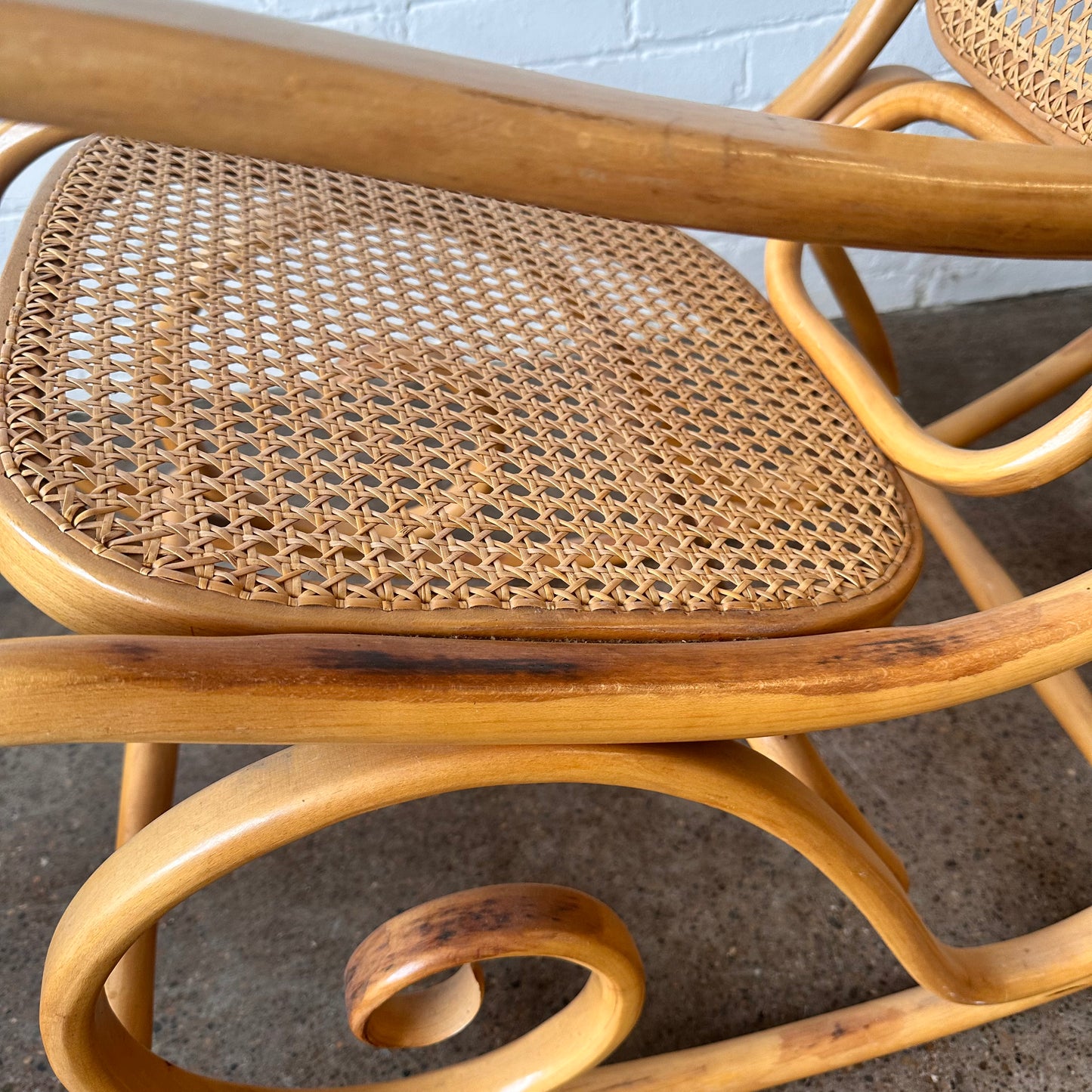 VINTAGE THONET BENTWOOD & CANED ROCKING CHAIR