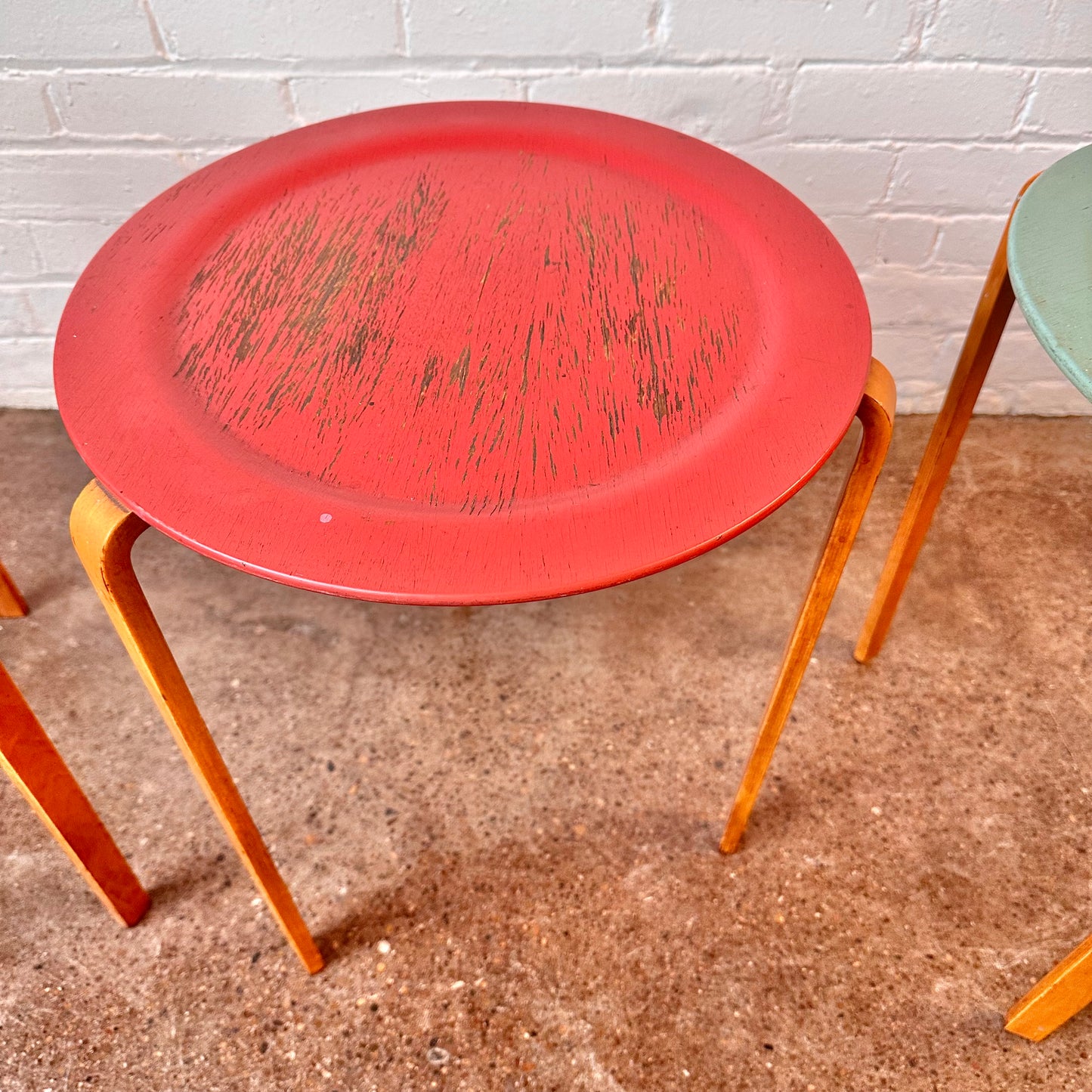 SET OF 3 ROUND STACKING TABLES BODAFORS, SWEDEN C. 1950S