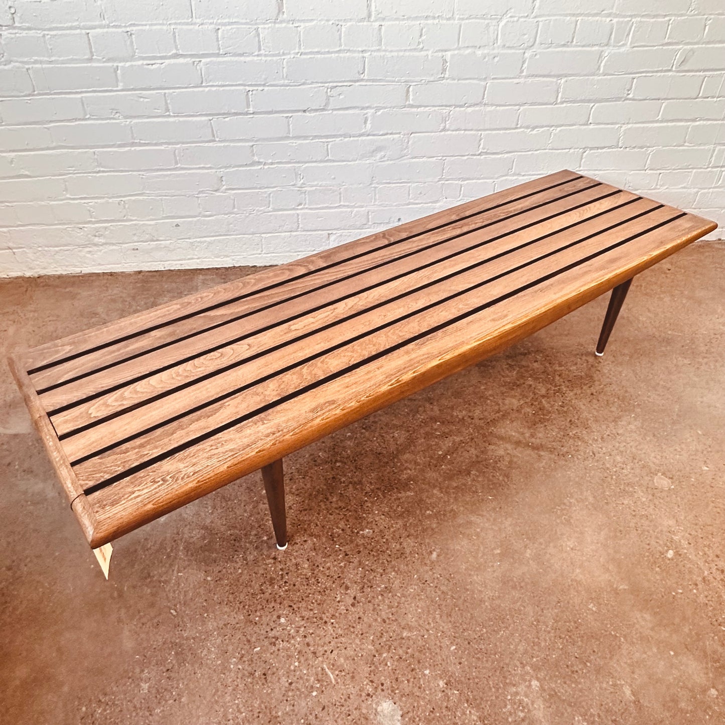 RESTORED MID-CENTURY SLAT WOOD COFFEE TABLE