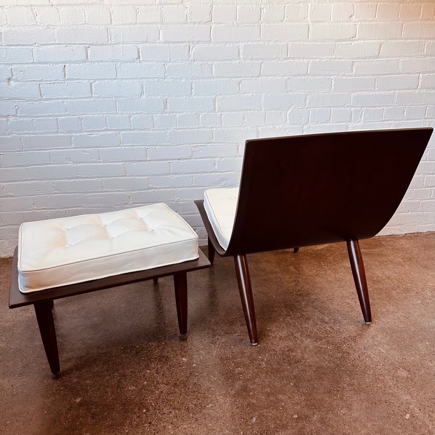 CARTER BROTHERS MID-CENTURY SCOOP CHAIR & OTTOMAN