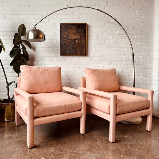 PINK UPHOLSTERED LANE PARSONS CHAIRS - PAIR