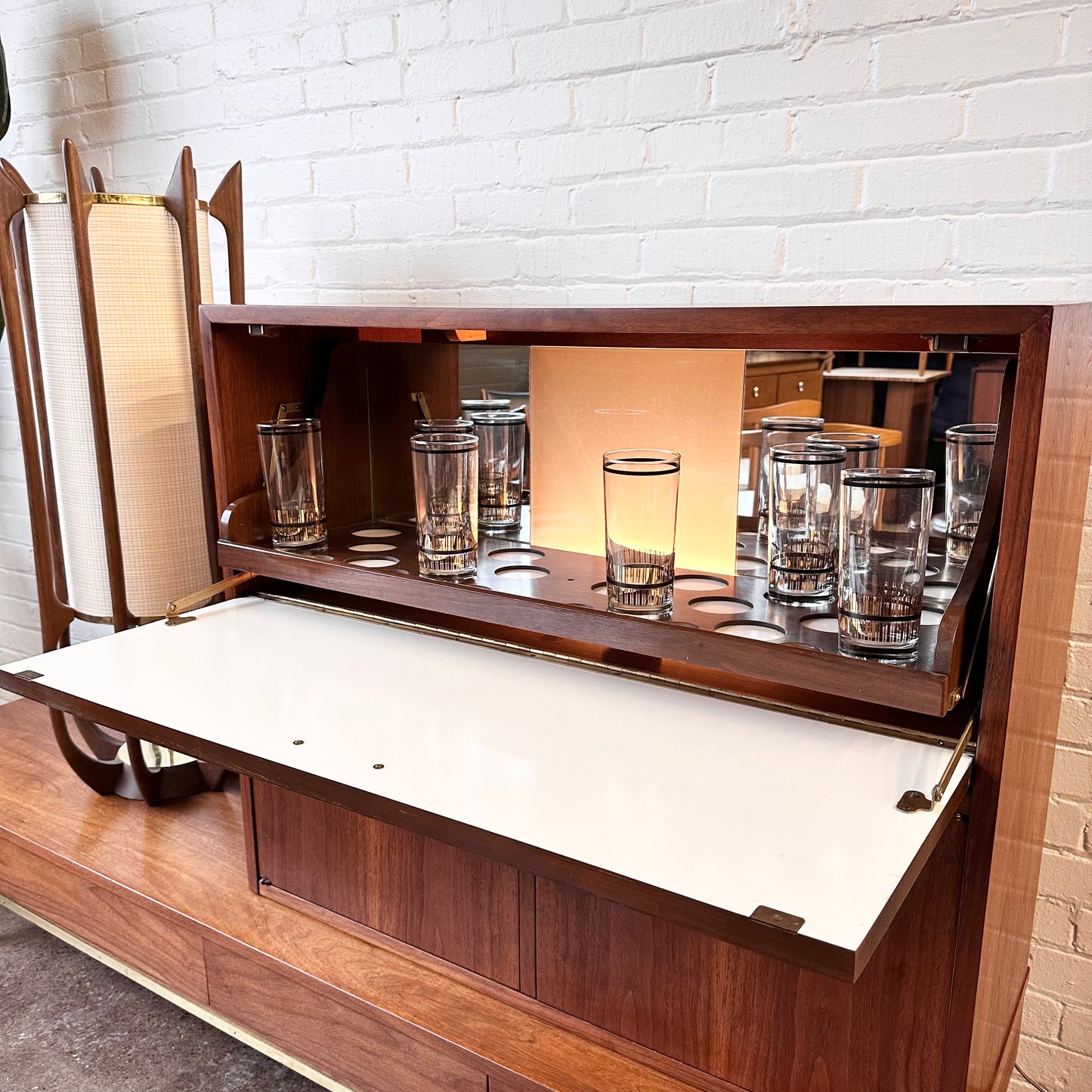 RESTORED MARTINSVILLE DROP-DOWN LIGHTED BAR CABINET