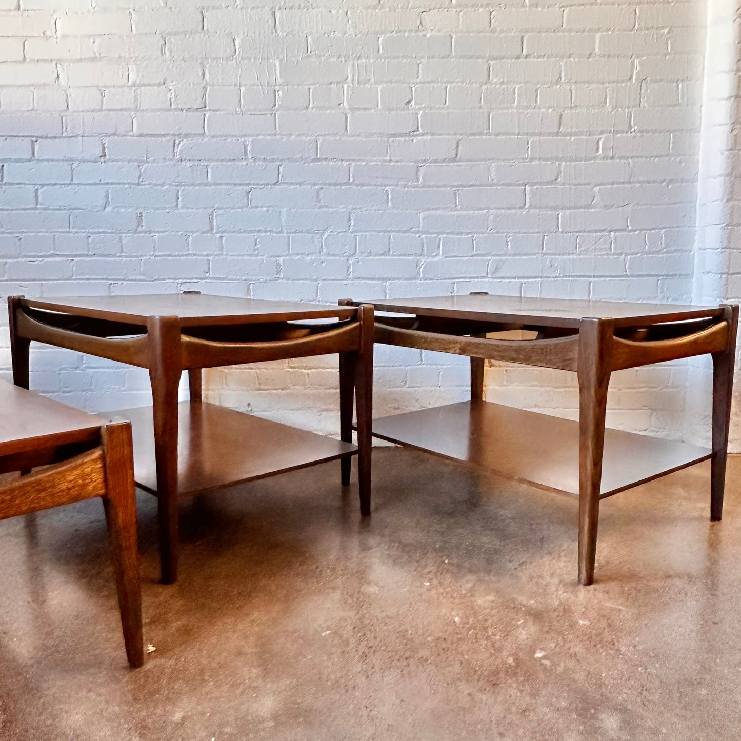 MCM WALNUT TWO-TIER END TABLES - PAIR