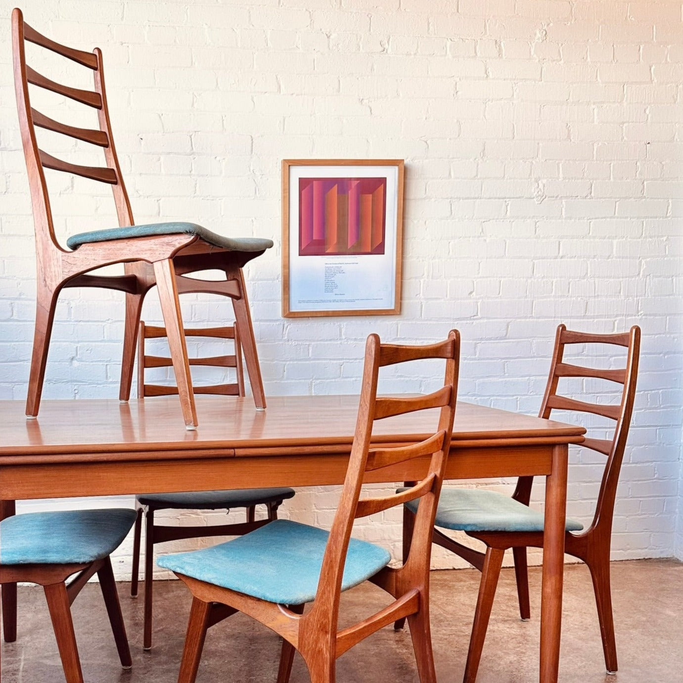 DANISH TEAK LADDER BACK CHAIRS BY BOLTINGE STOLEFABRIK