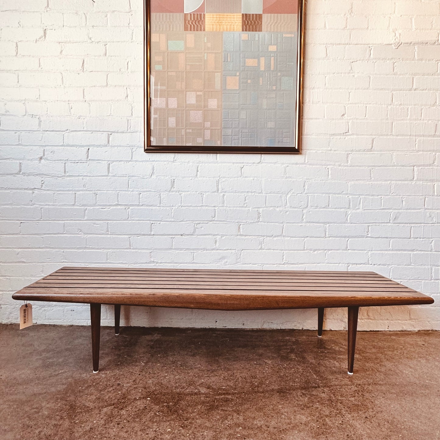 RESTORED MID-CENTURY SLAT WOOD COFFEE TABLE