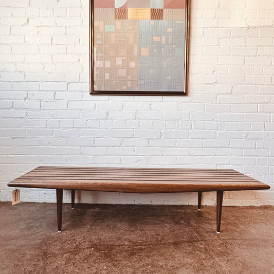 RESTORED MID-CENTURY SLAT WOOD COFFEE TABLE