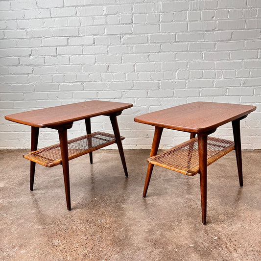 TEAK & CANE SIDE TABLES BY CASALA MODELL