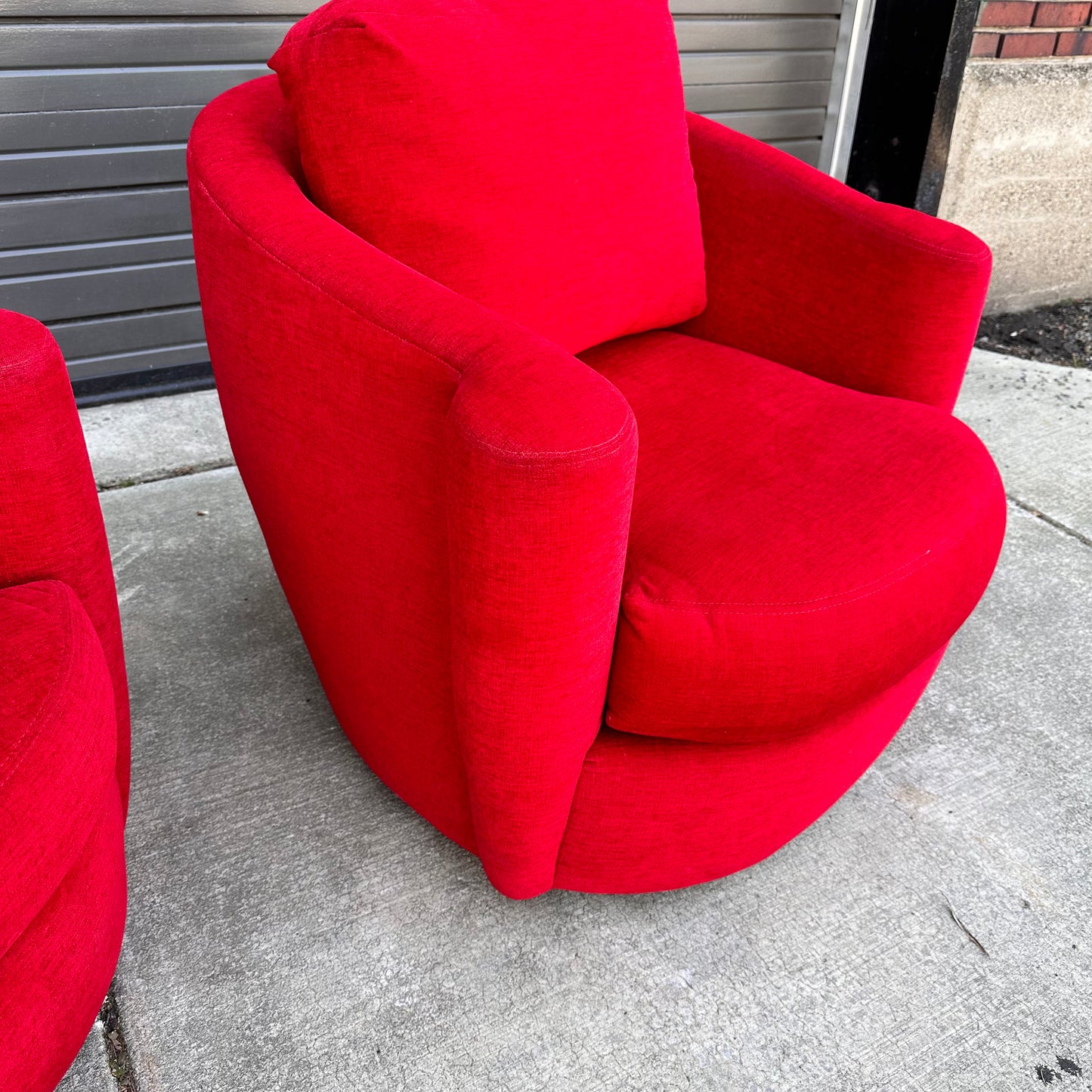 LIPSTICK RED SWIVEL CHAIRS FROM DIRECTIONAL - PAIR