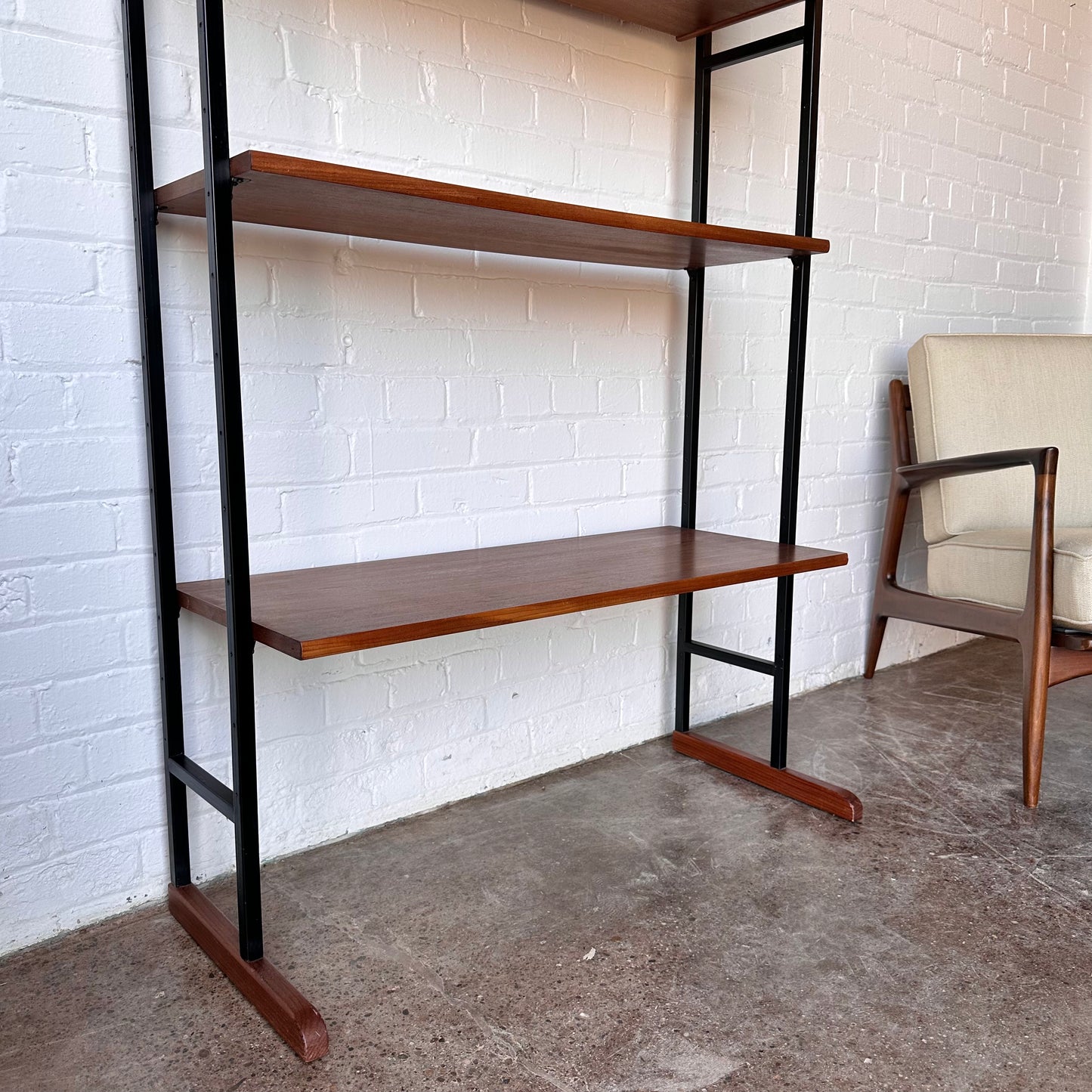 DANISH TEAK & IRON FREESTANDING WALL UNIT