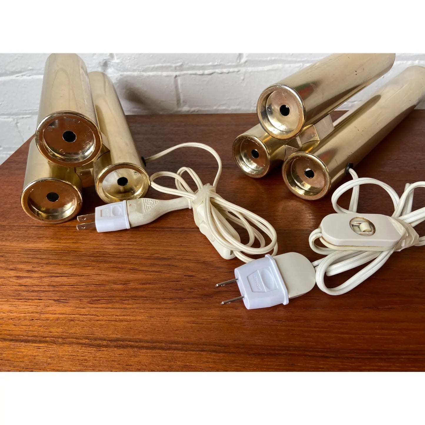 PAIR OF ITALIAN REGGIANI GOLD TUBULAR LAMPS