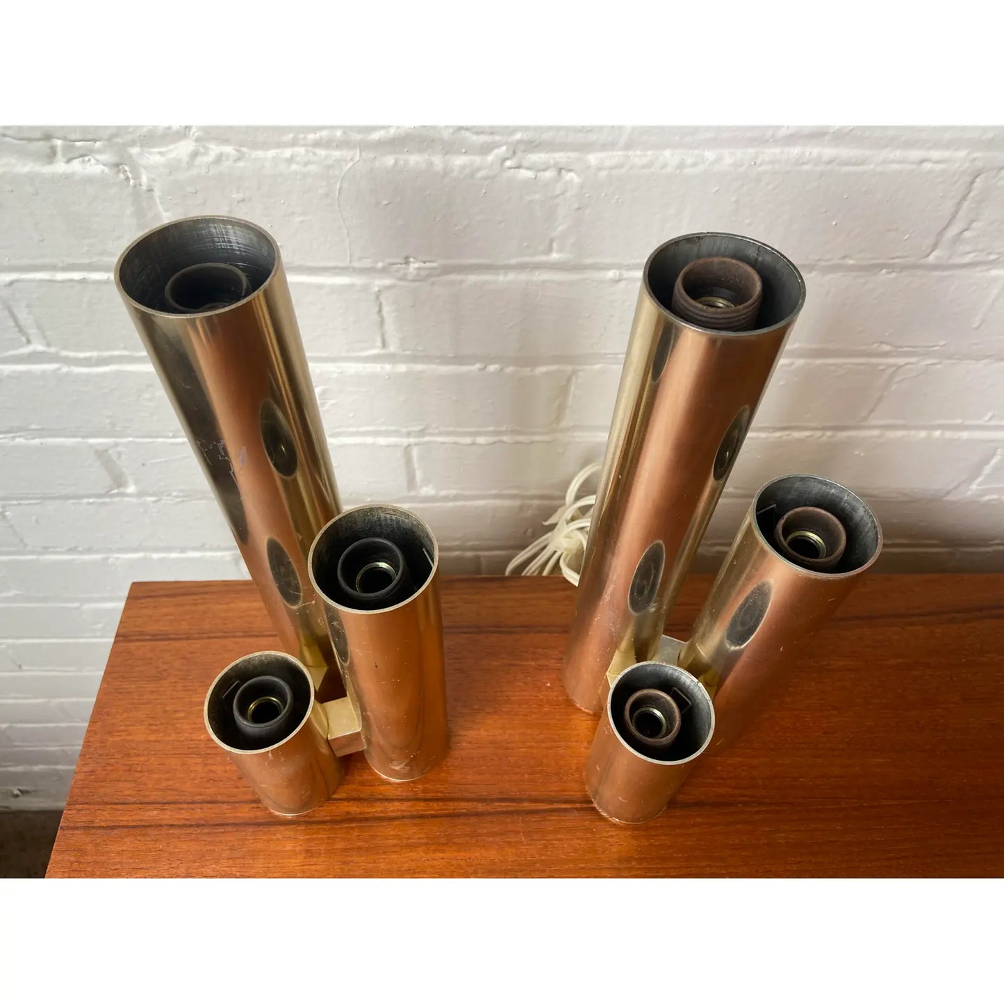 PAIR OF ITALIAN REGGIANI GOLD TUBULAR LAMPS