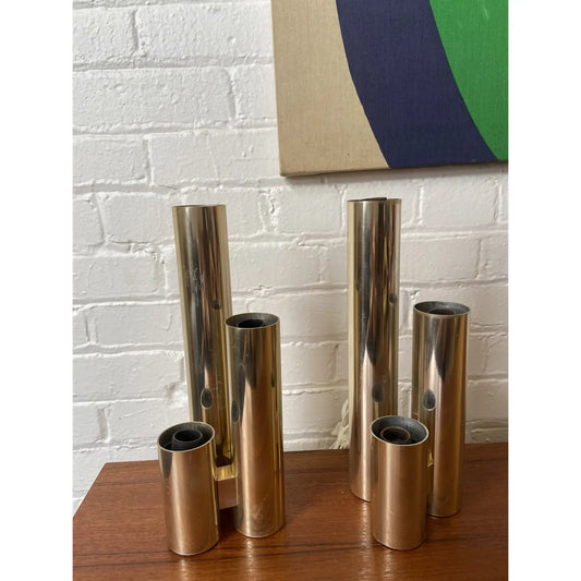 PAIR OF ITALIAN REGGIANI GOLD TUBULAR LAMPS