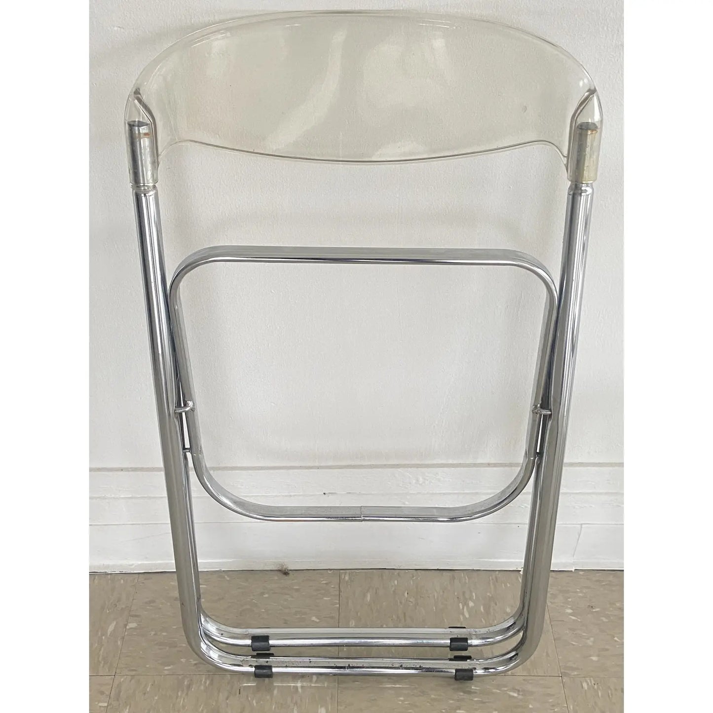SET OF 4 ITALIAN LUCITE & CHROME FOLDING CHAIRS